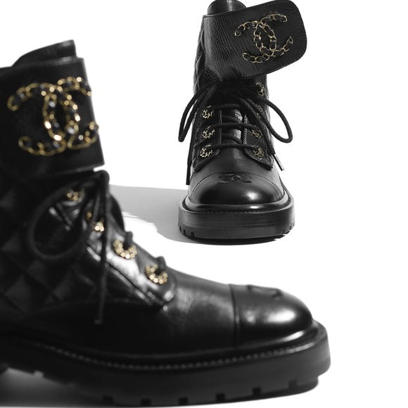 Chanel black hot sale combat boots