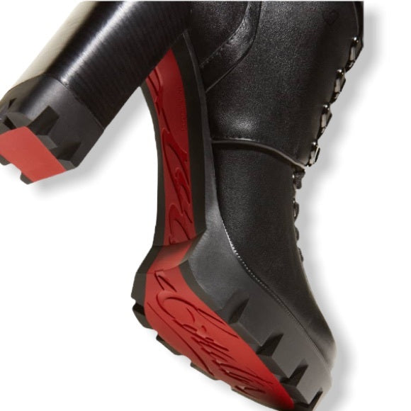 Christian Louboutin Adox Leather Block-Heel Red Sole Boots