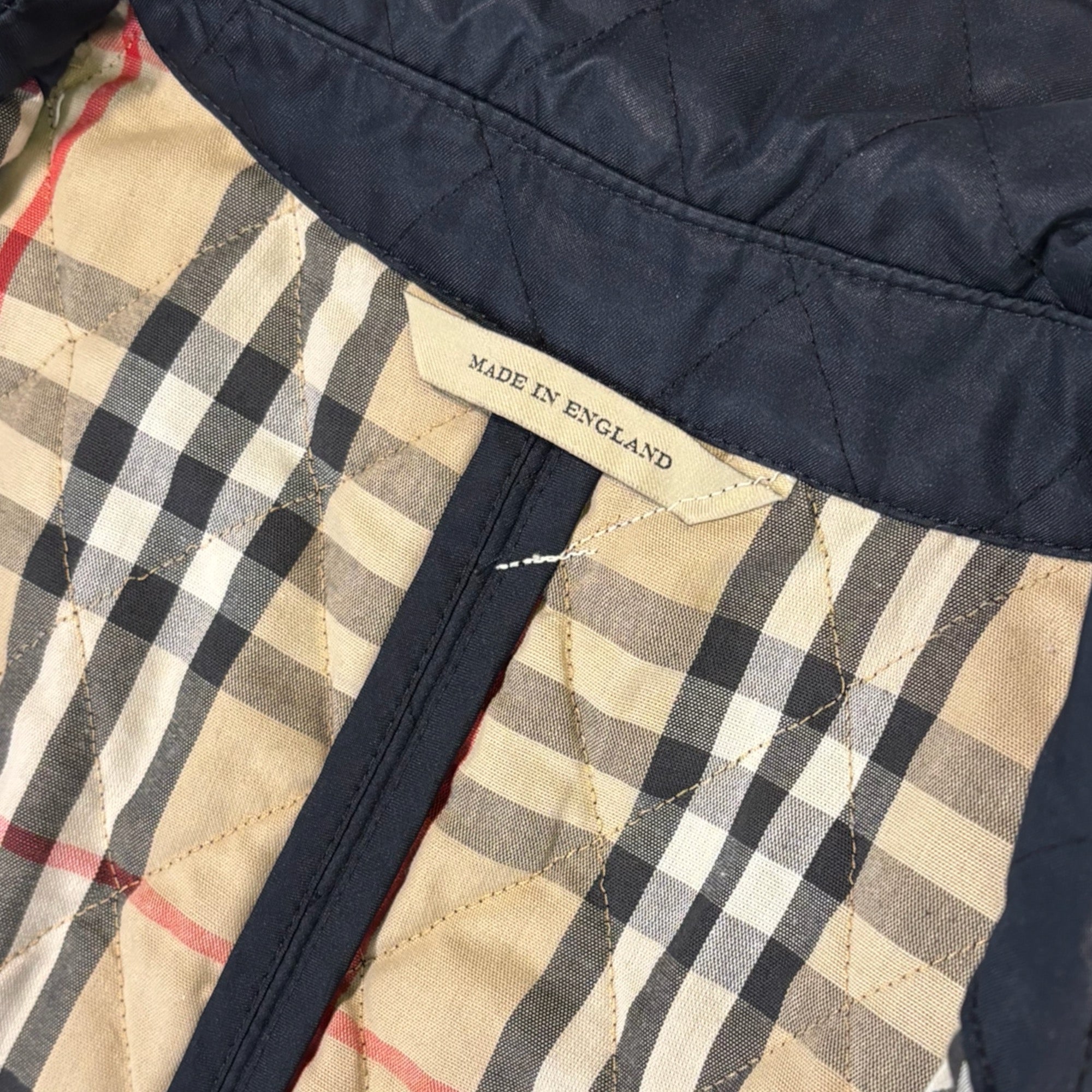 BURBERRY London Navy Blue Quilted Check Lined Jacket