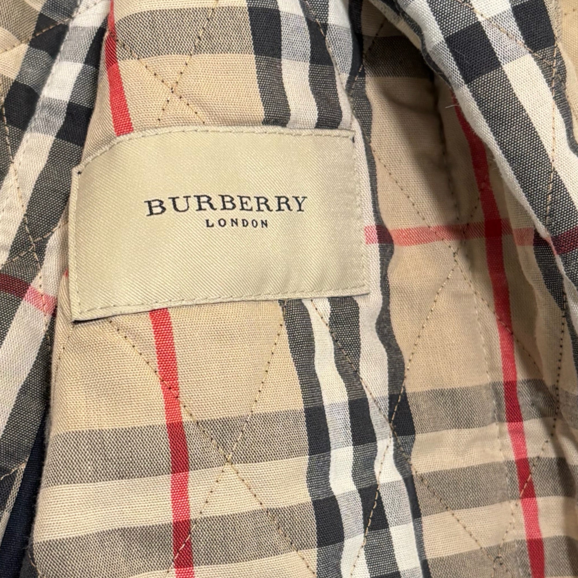 BURBERRY London Navy Blue Quilted Check Lined Jacket