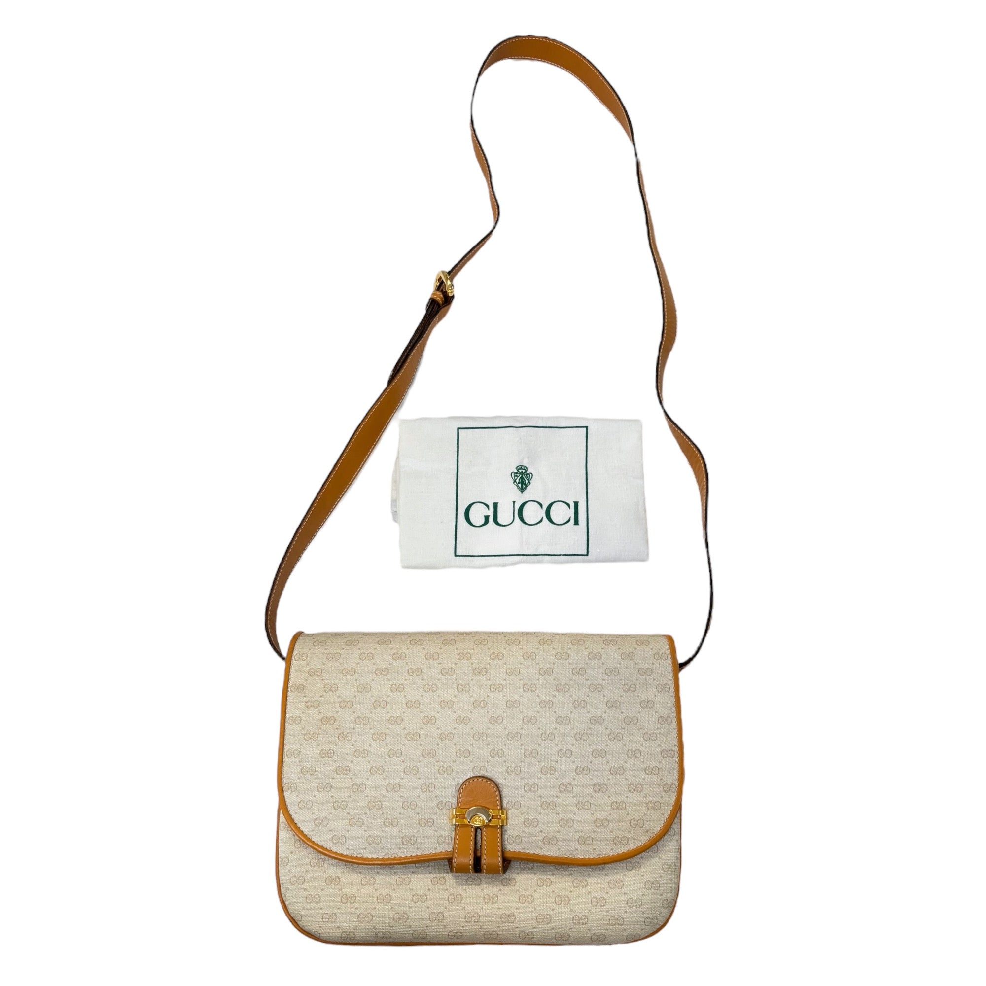 GUCCI Vintage White Micro GG Monogram Shoulder/Crossbody Bag