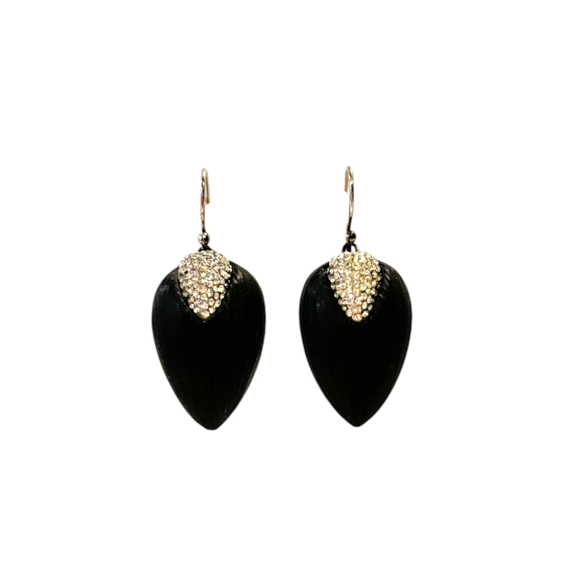 ALEXIS BITTAR Crystal Encrusted Black Lucite Earrings