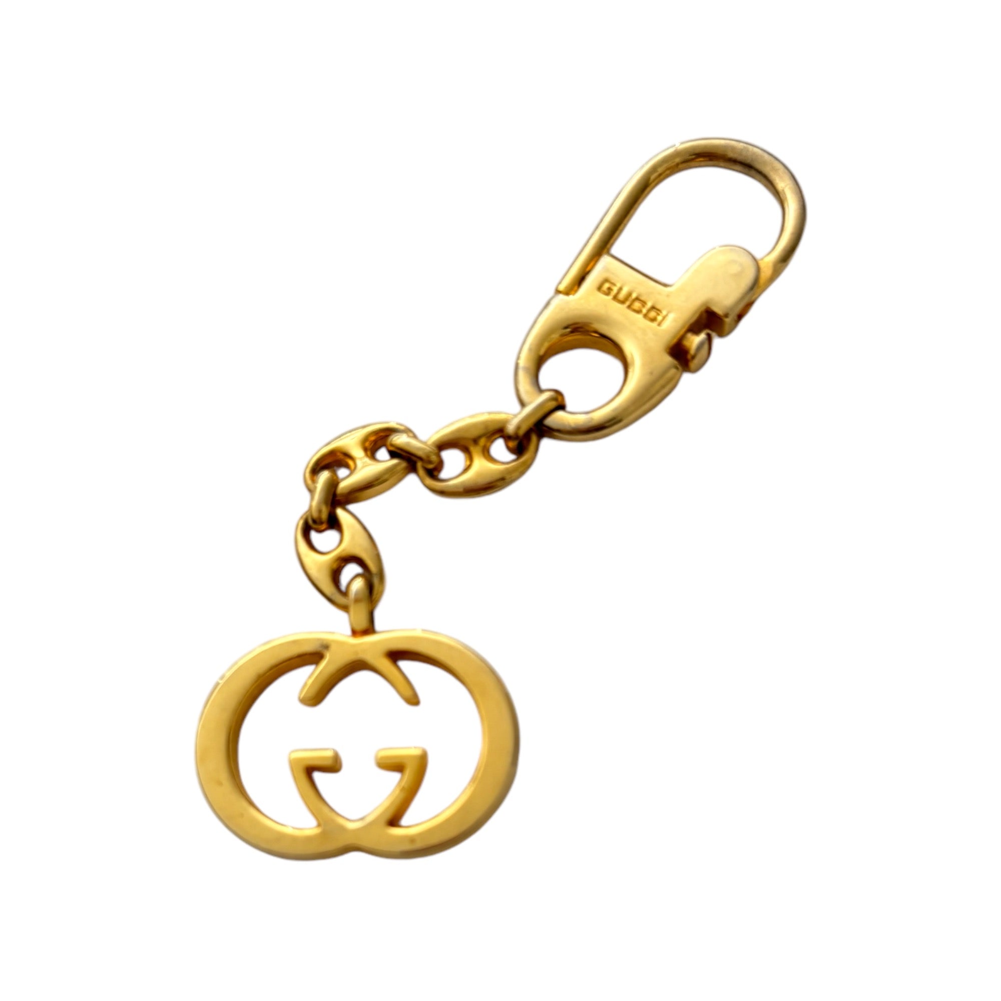 GUCCI Vintage Gold-Tone GG Motif Key Chain