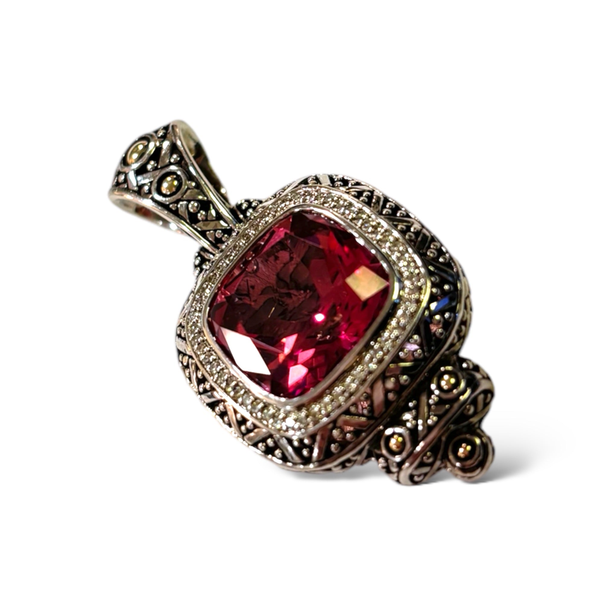 JOHN HARDY Pink Topaz & Diamond Pendant from the Batu Sari Collection