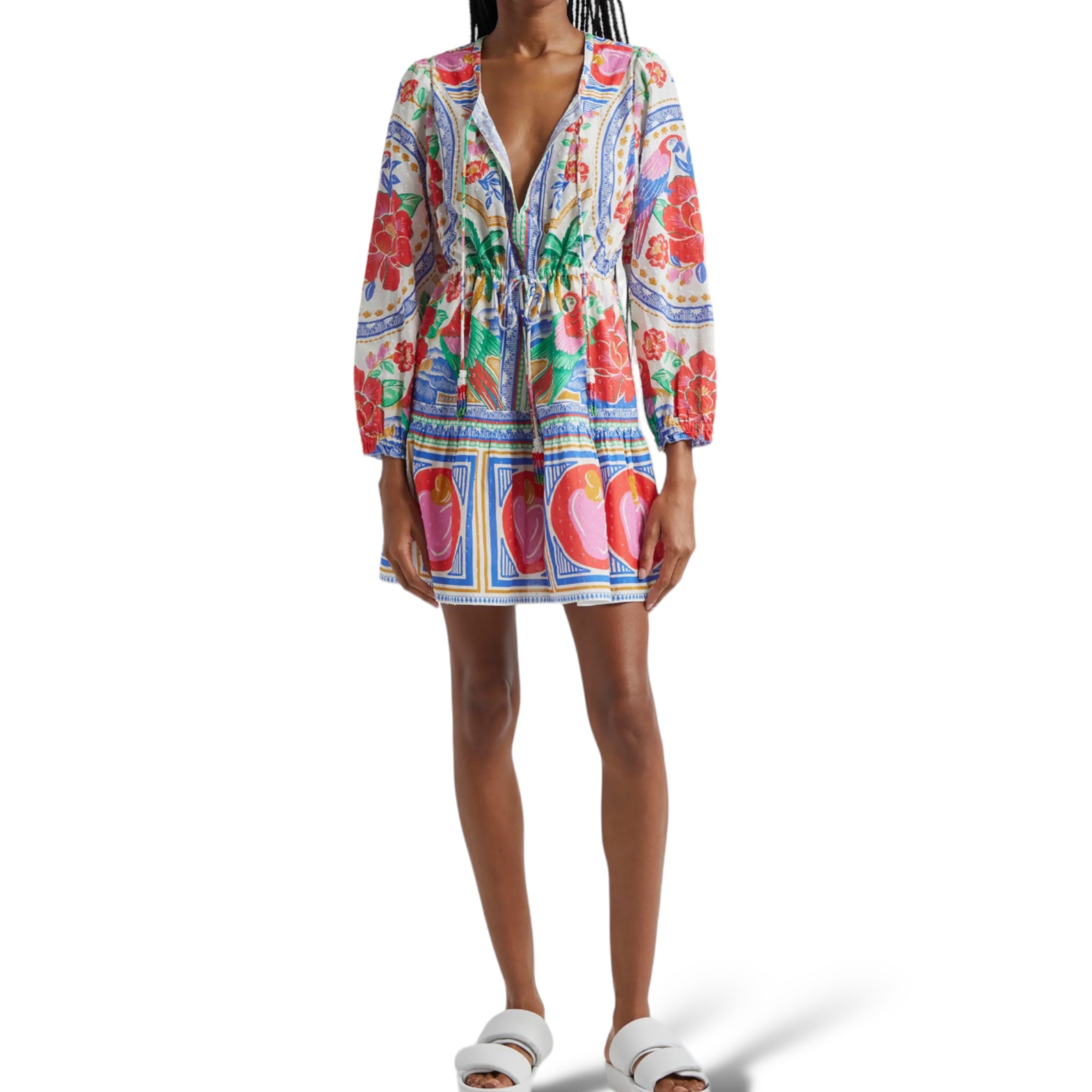 FARM Rio Flowers Beach Swiss Dot Minidress