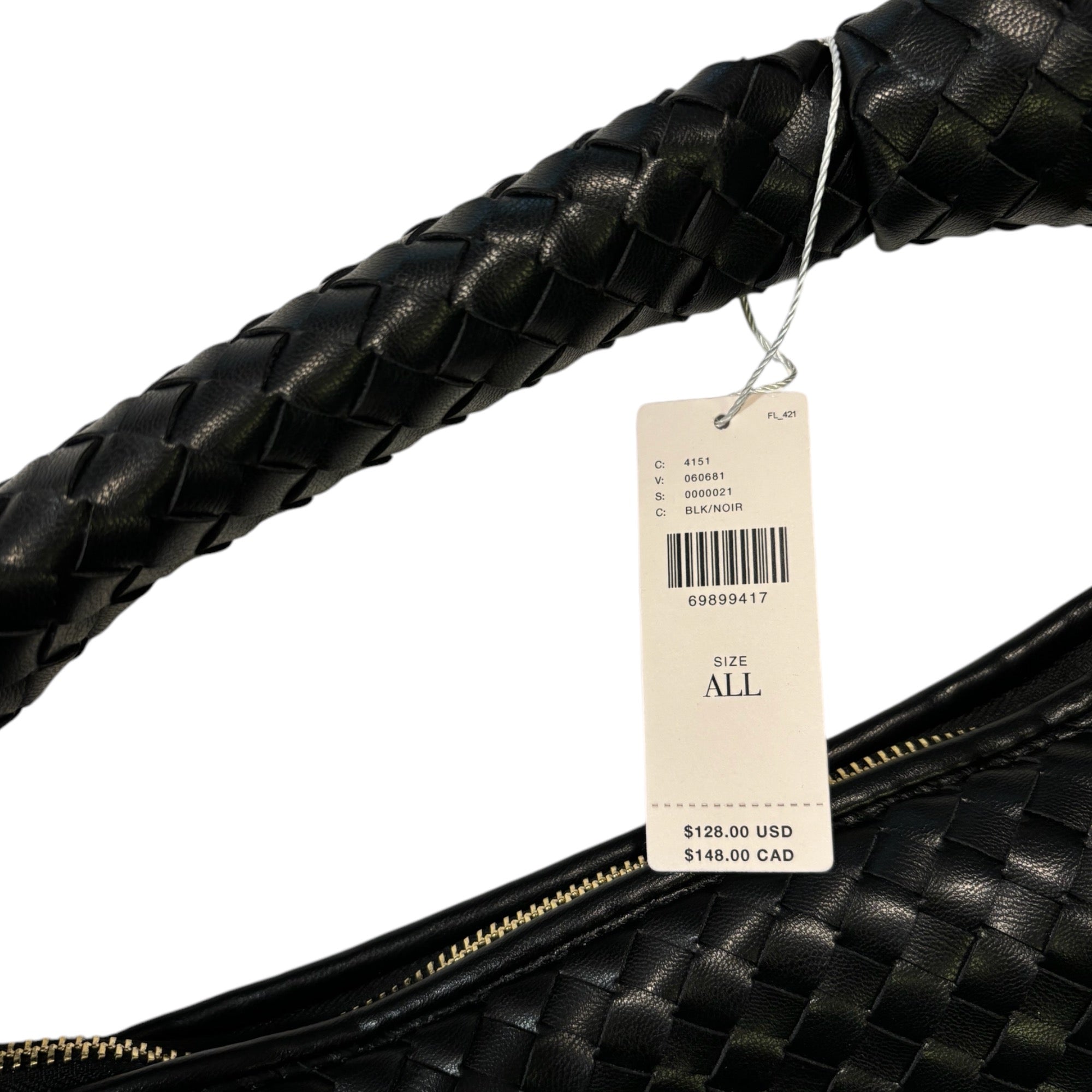 ANTHROPOLOGIE Black Woven Hobo Bag