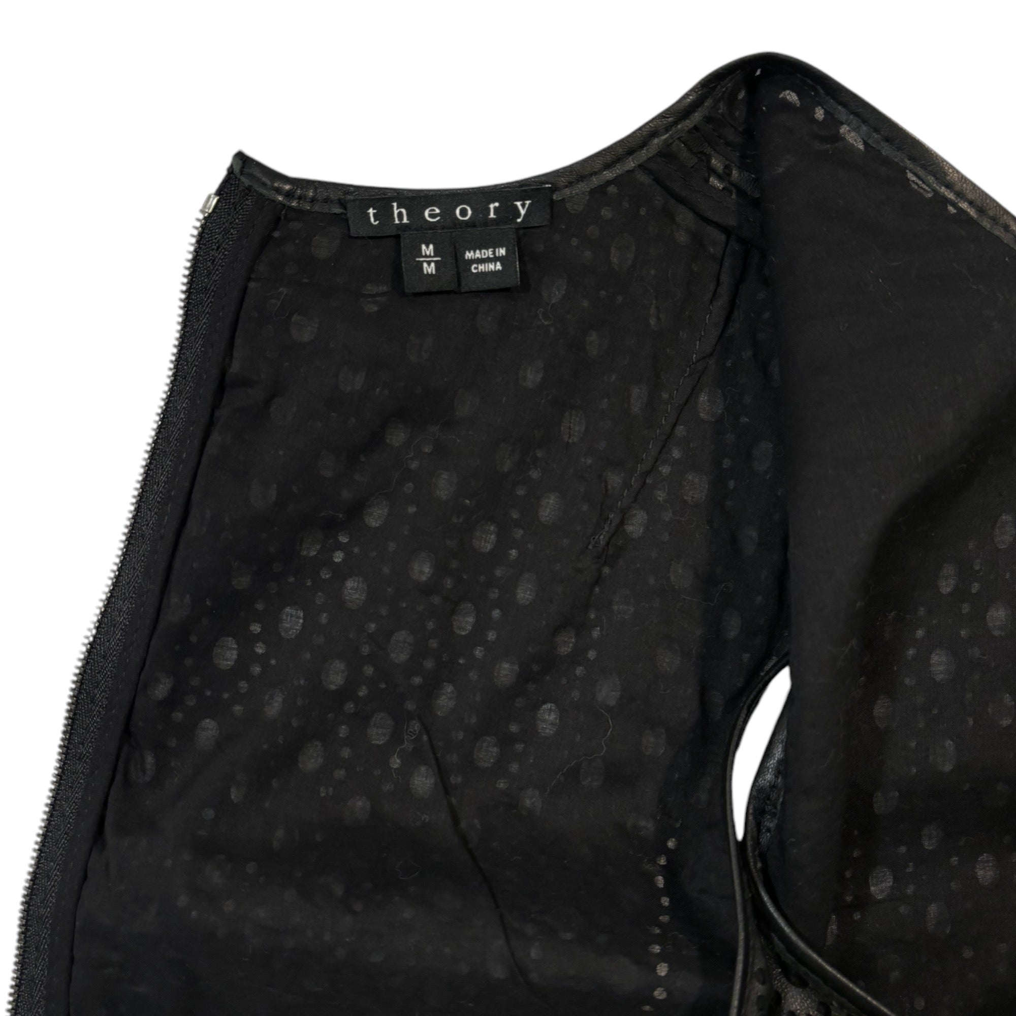 THEORY Black Laser Cut Lamb Leather Top |Size: Medium|