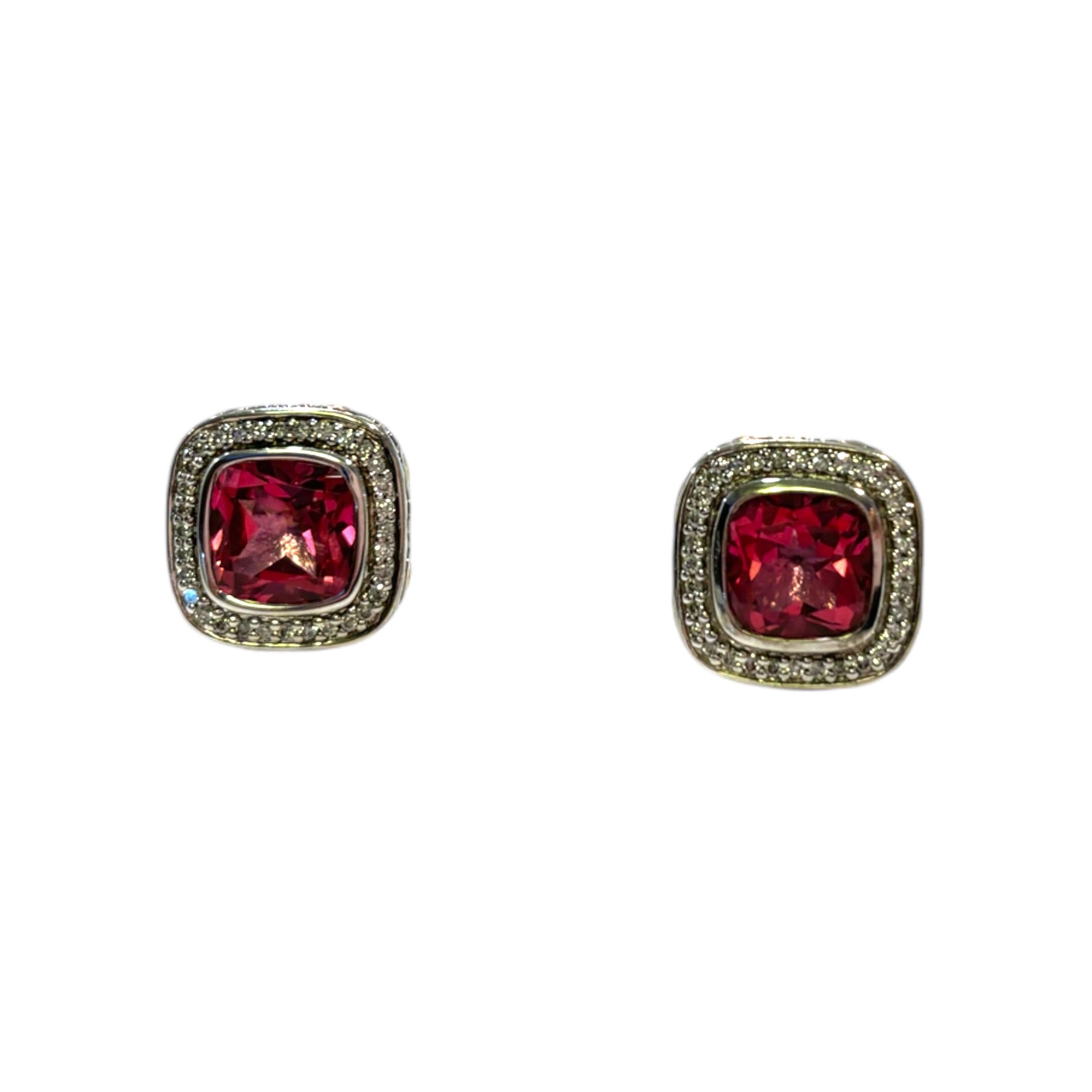 JOHN HARDY Pink Topaz & Diamond Stud Earrings from the Batu Sari Collection