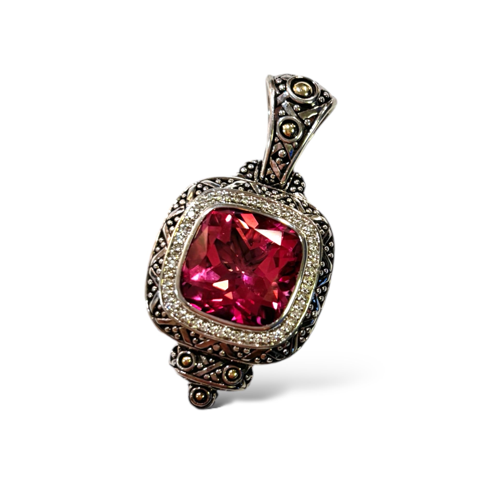 JOHN HARDY Pink Topaz & Diamond Pendant from the Batu Sari Collection