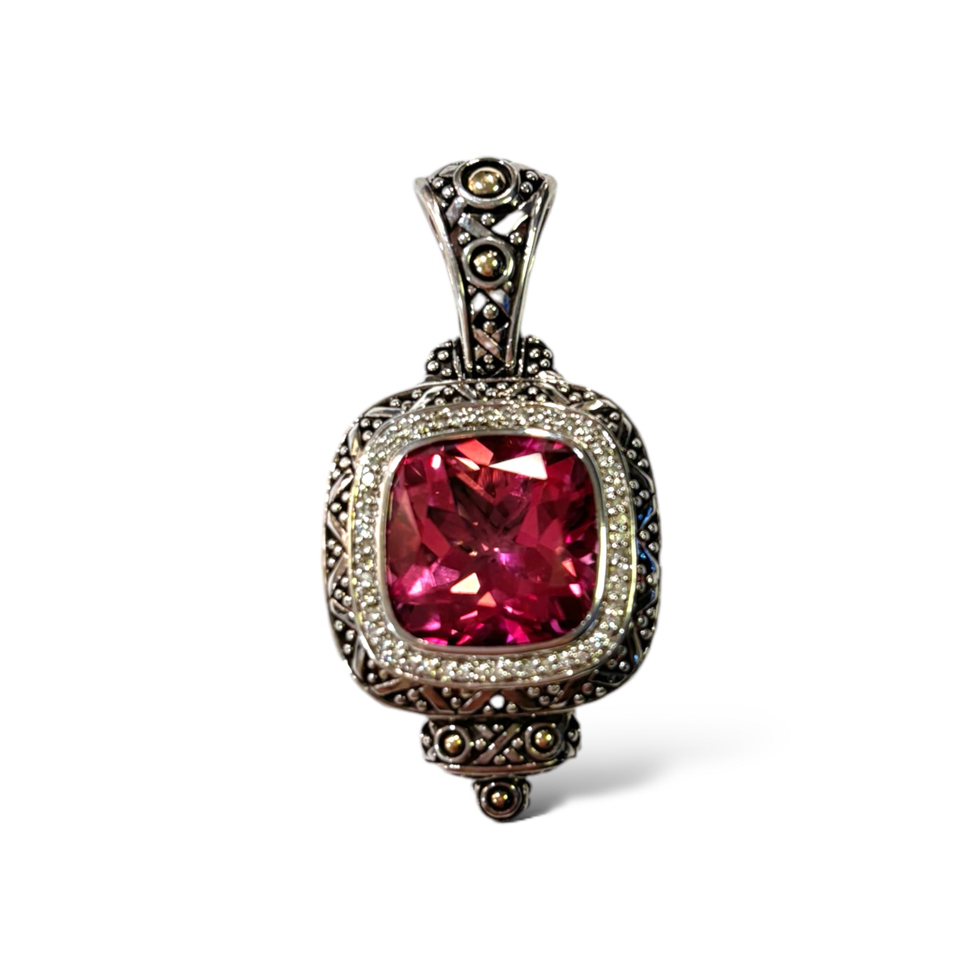 JOHN HARDY Pink Topaz & Diamond Pendant from the Batu Sari Collection