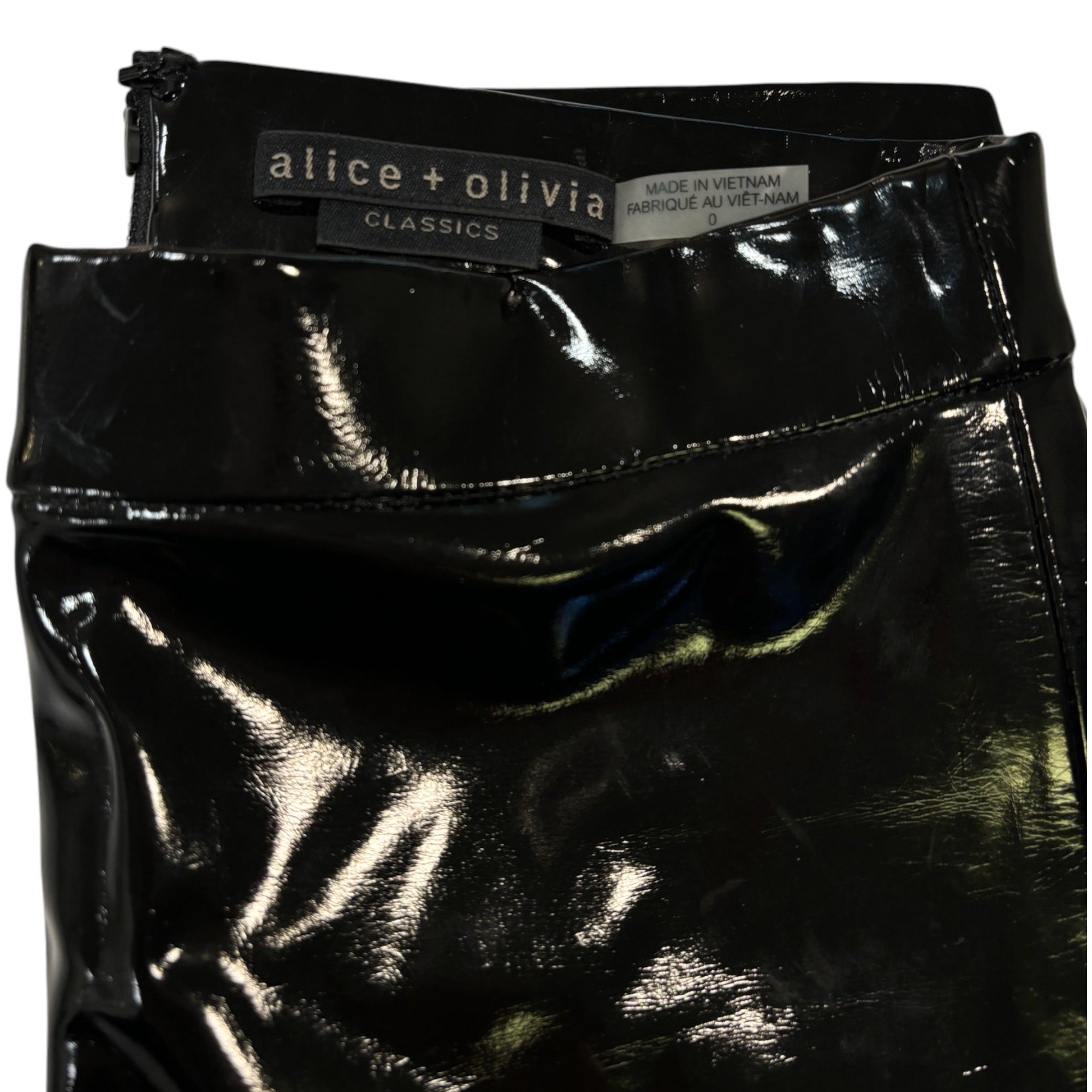 Alice + Olivia Classics Black Latex Pants |Size: 0|