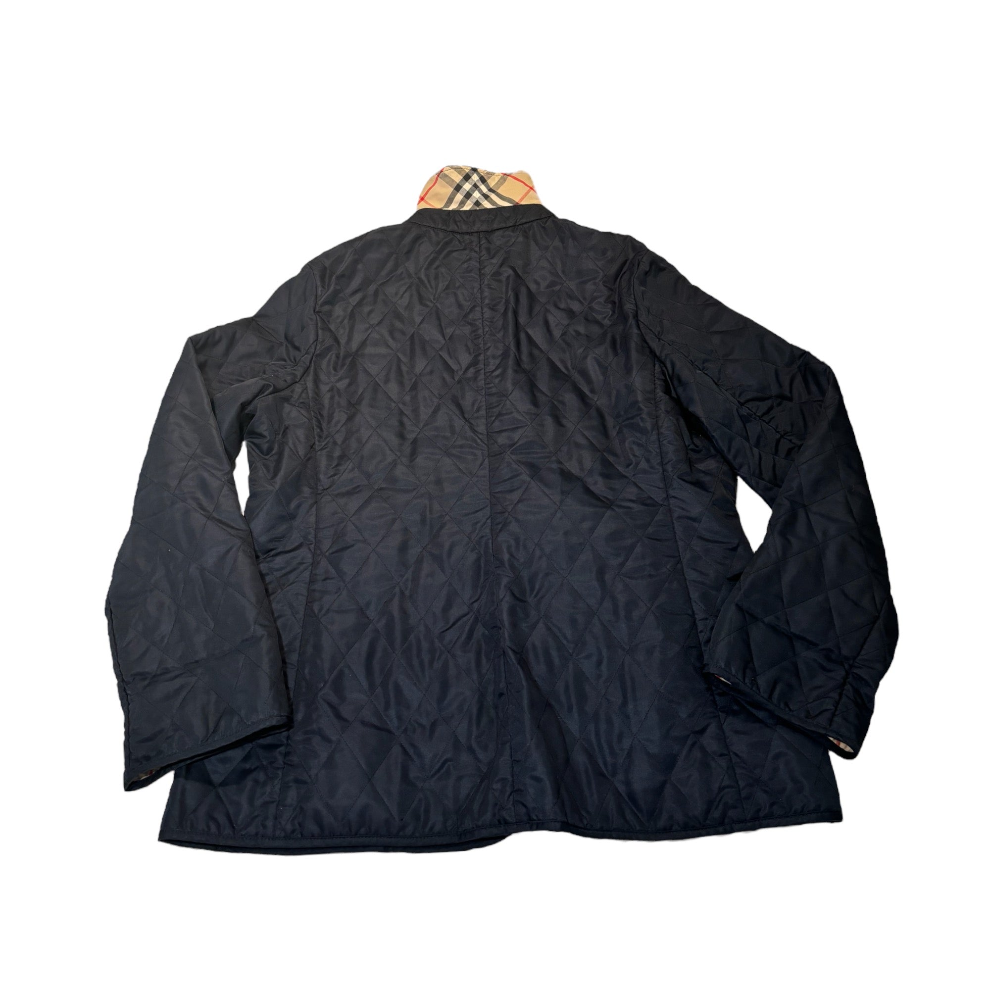 BURBERRY London Navy Blue Quilted Check Lined Jacket