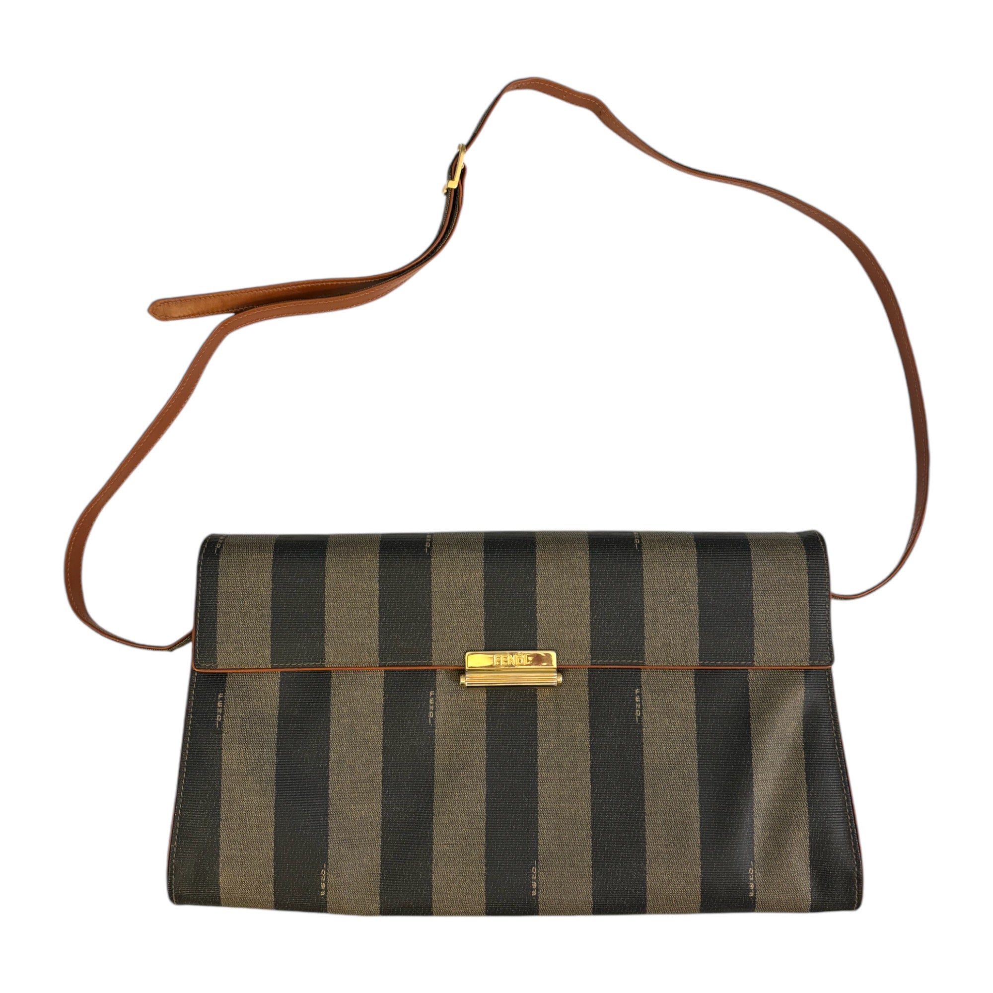 FENDI Vintage Penguin Striped Clutch/Shoulder Bag/Crossbody Bag