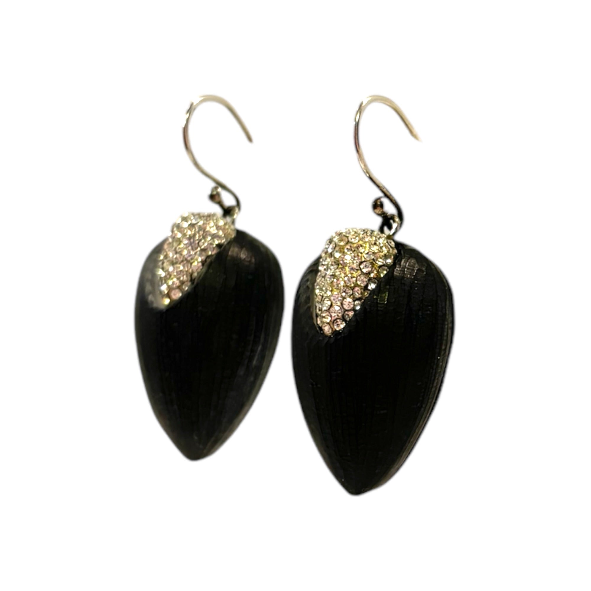 ALEXIS BITTAR Crystal Encrusted Black Lucite Earrings