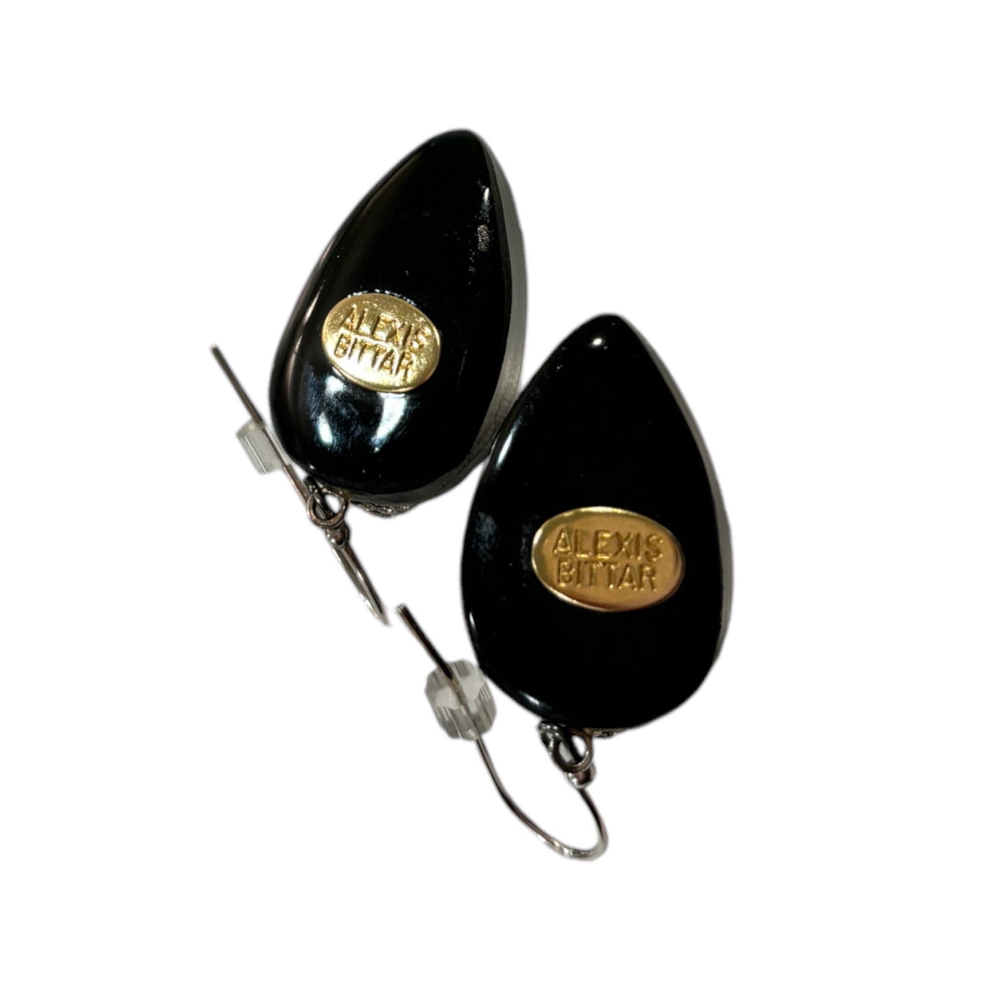 ALEXIS BITTAR Crystal Encrusted Black Lucite Earrings