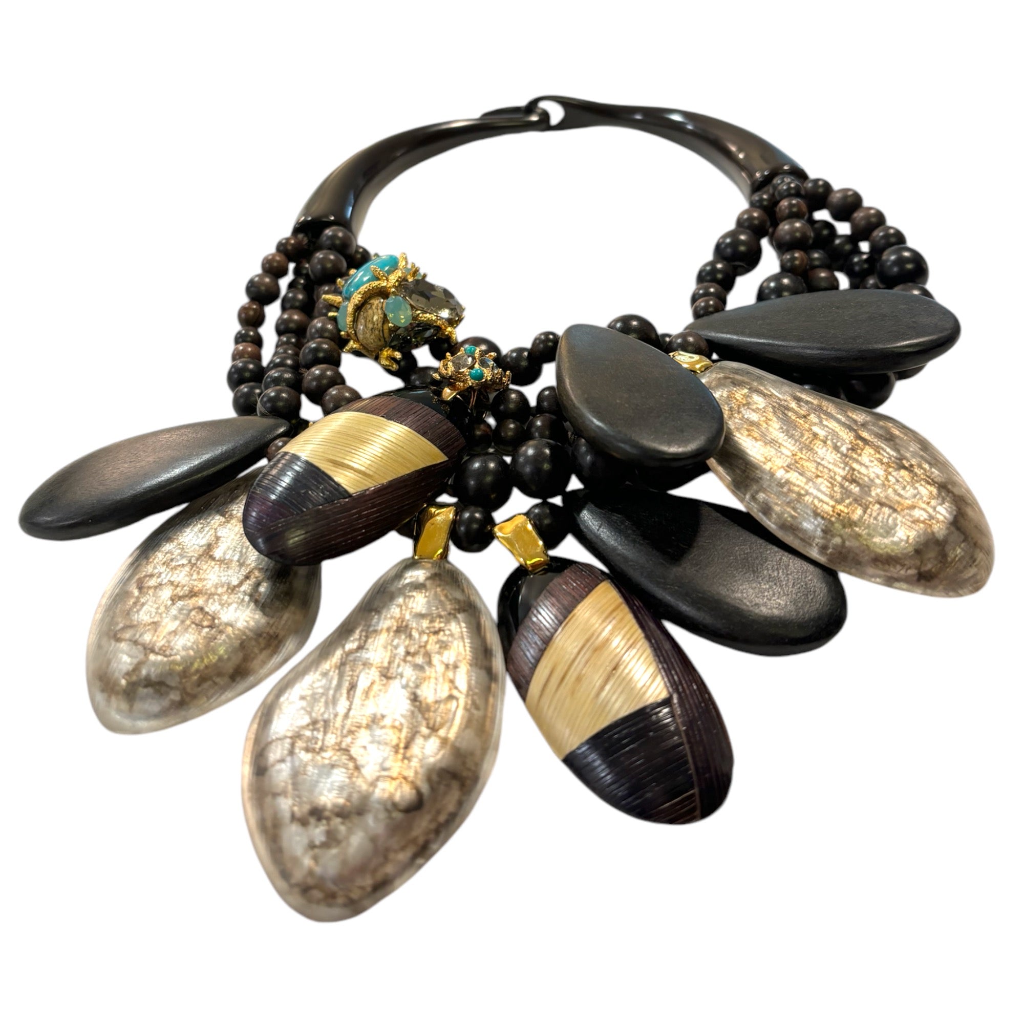 ALEXIS BITTAR Lucite Pendants with Crystal & Stone Accents Statement Necklace