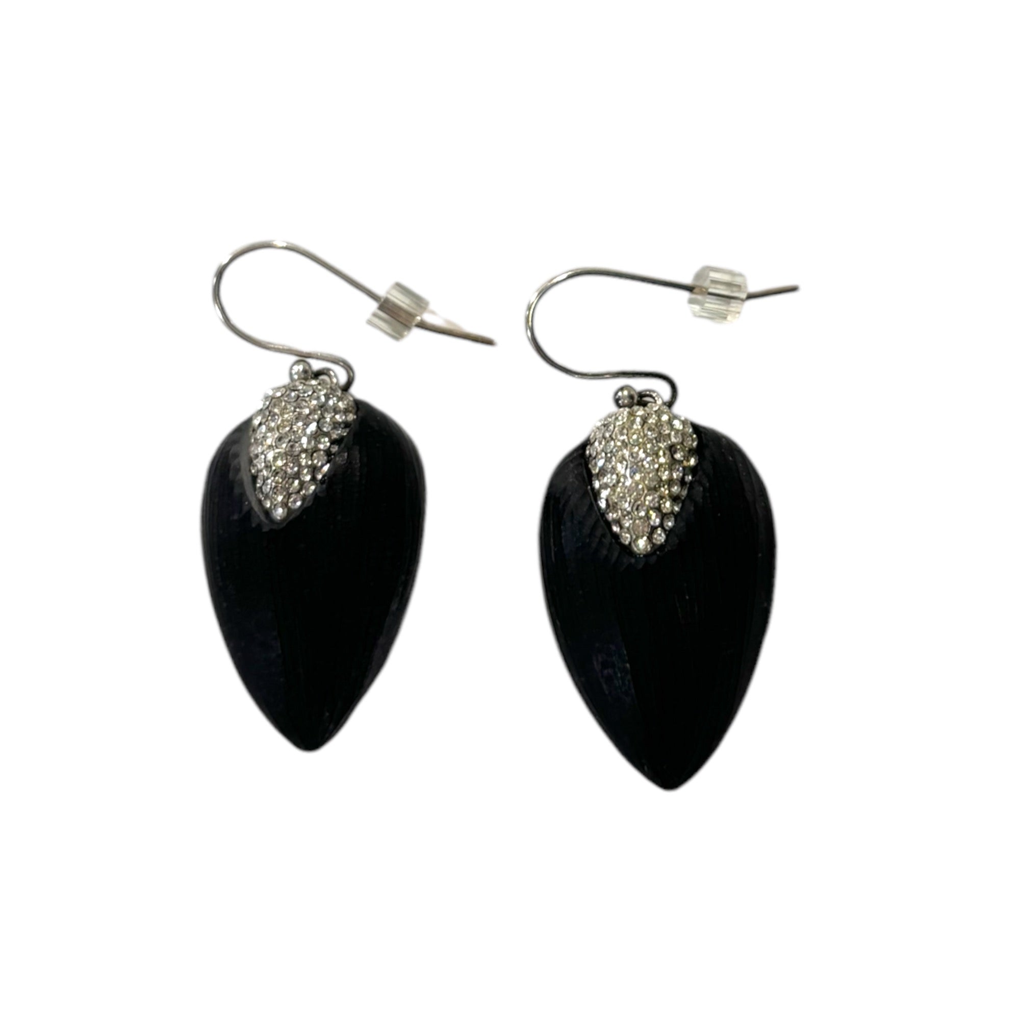 ALEXIS BITTAR Crystal Encrusted Black Lucite Earrings