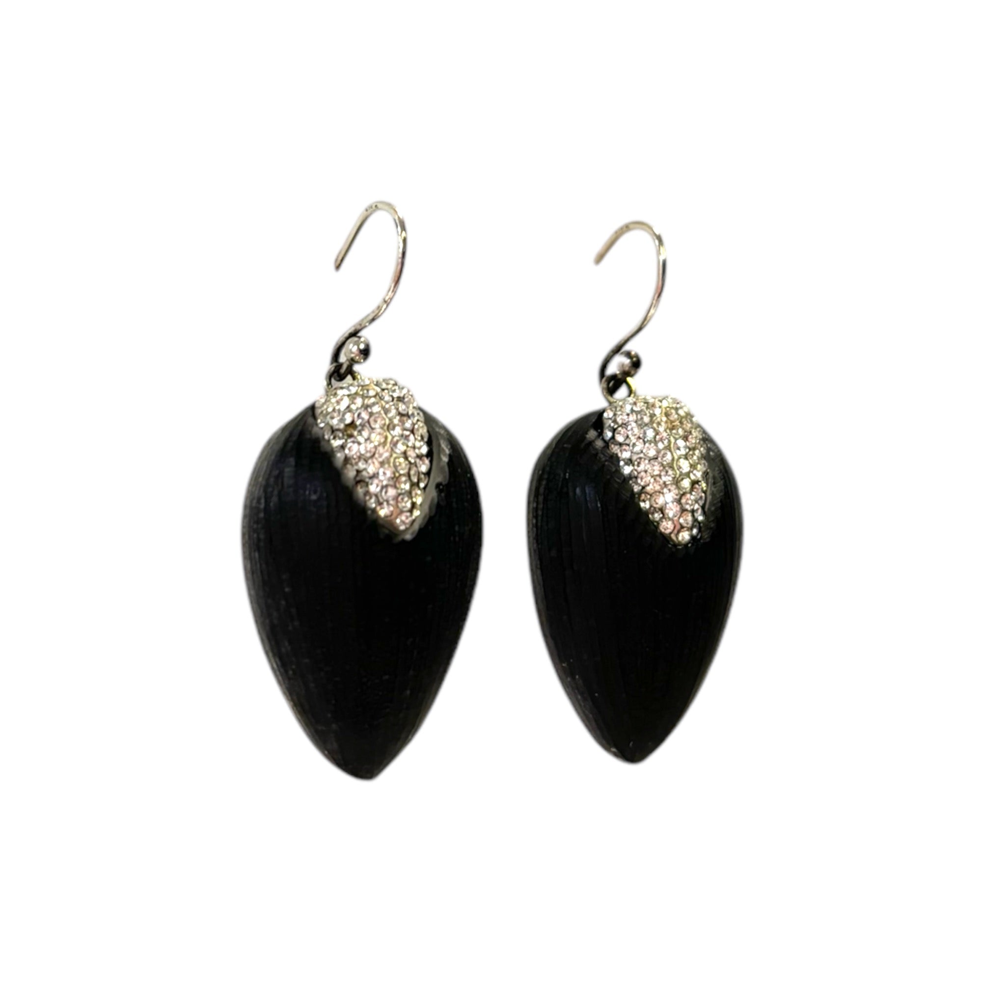 ALEXIS BITTAR Crystal Encrusted Black Lucite Earrings