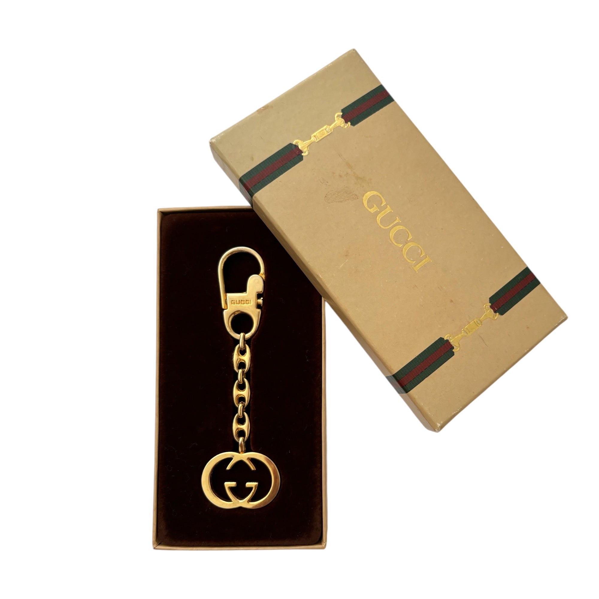 GUCCI Vintage Gold-Tone GG Motif Key Chain