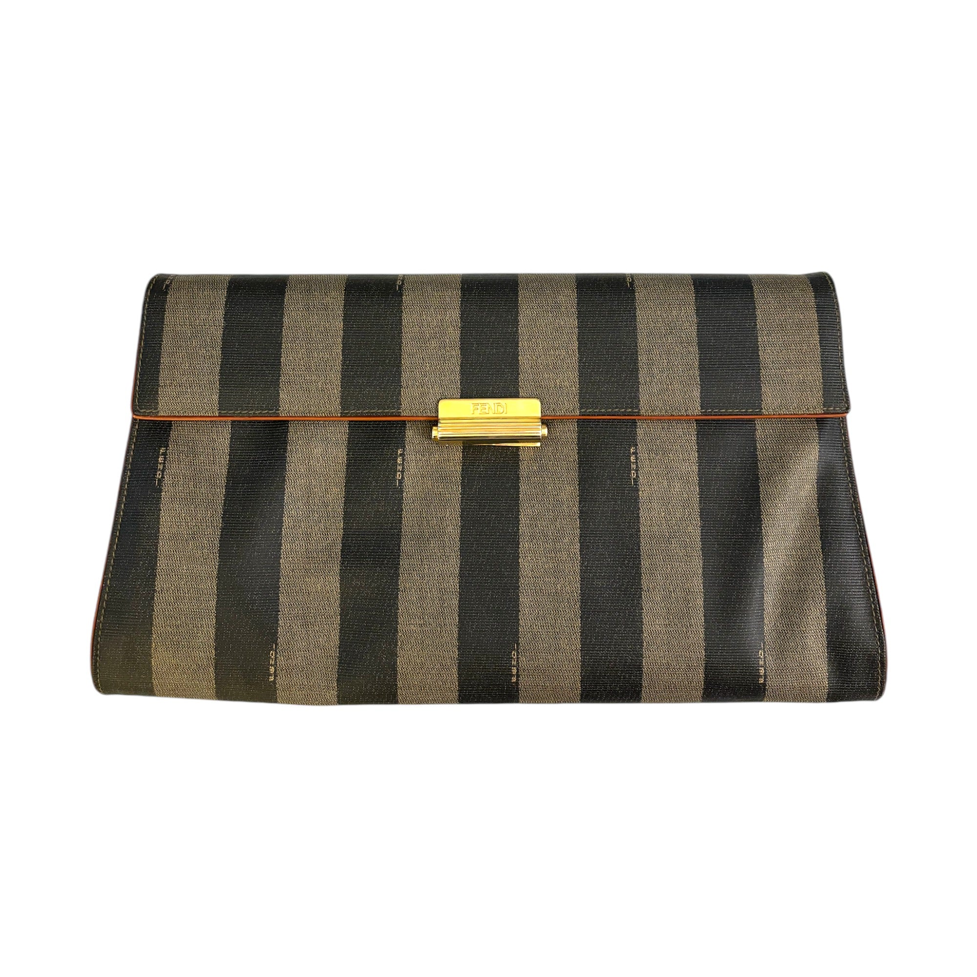 FENDI Vintage Penguin Striped Clutch/Shoulder Bag/Crossbody Bag