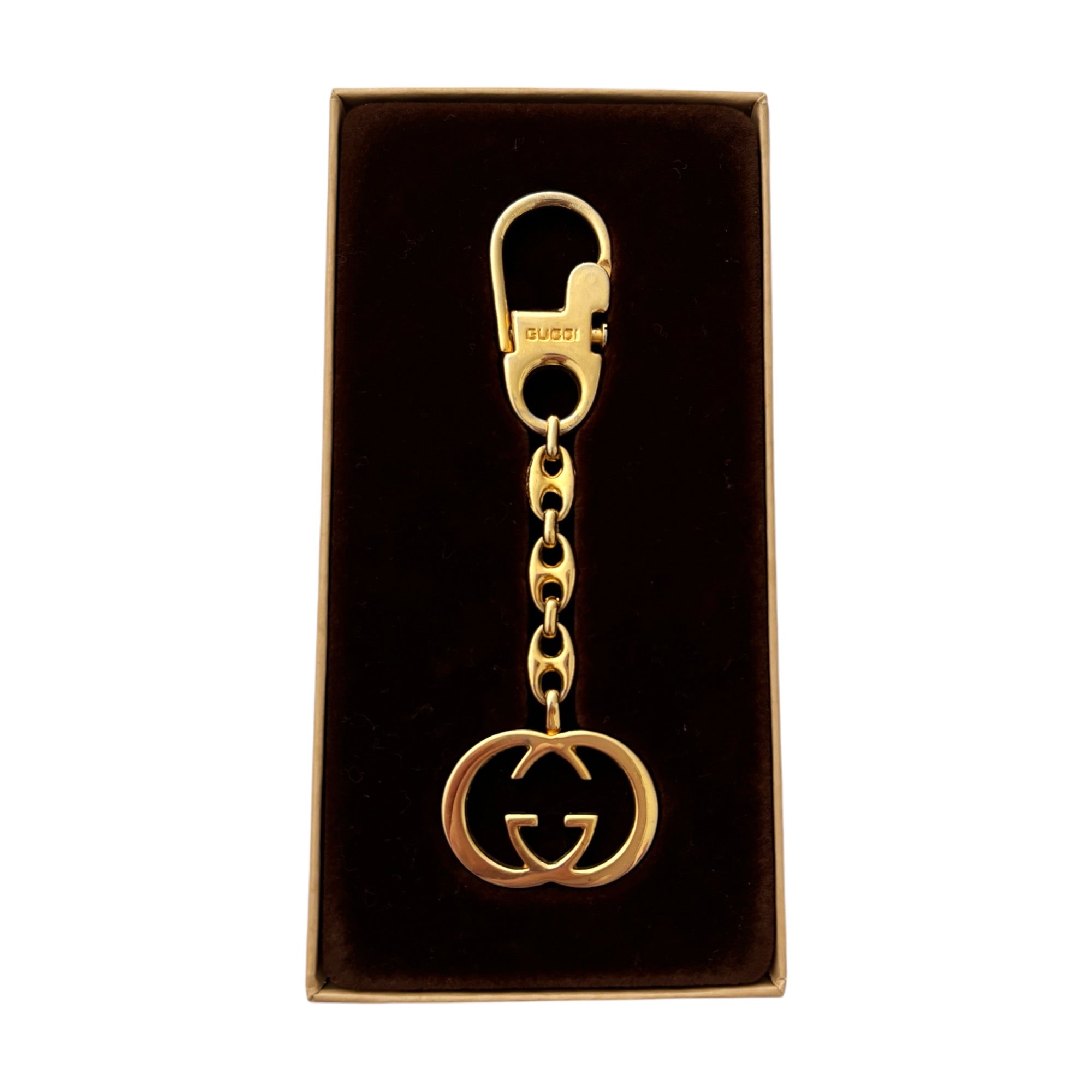 GUCCI Vintage Gold-Tone GG Motif Key Chain