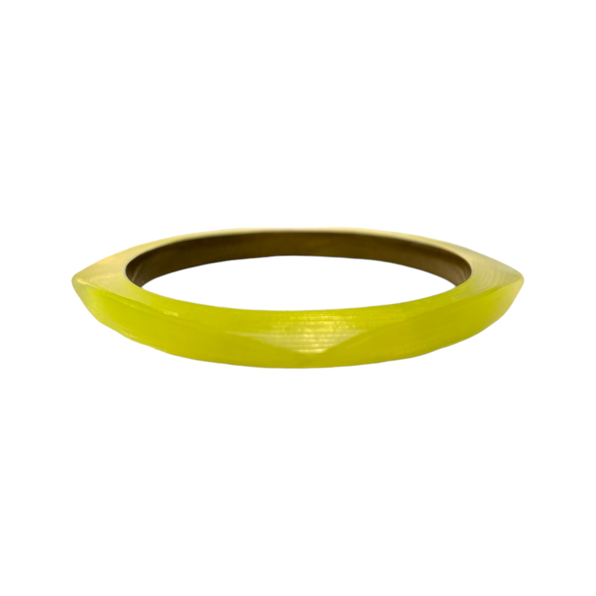 ALEXIS BITTAR Hand Carved Lucite Neon Yellow Bangle