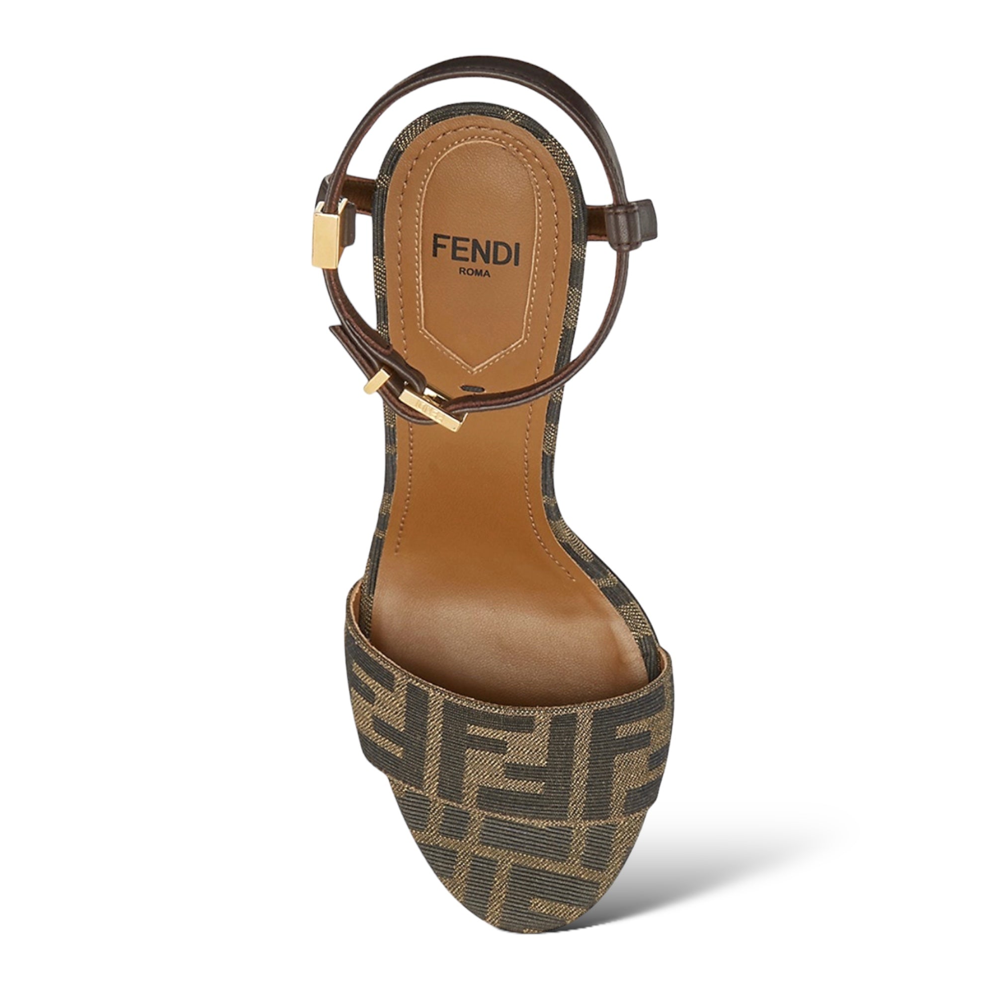 FENDI DELFINA FF & LEATHER SANDAL | Size: 38 |