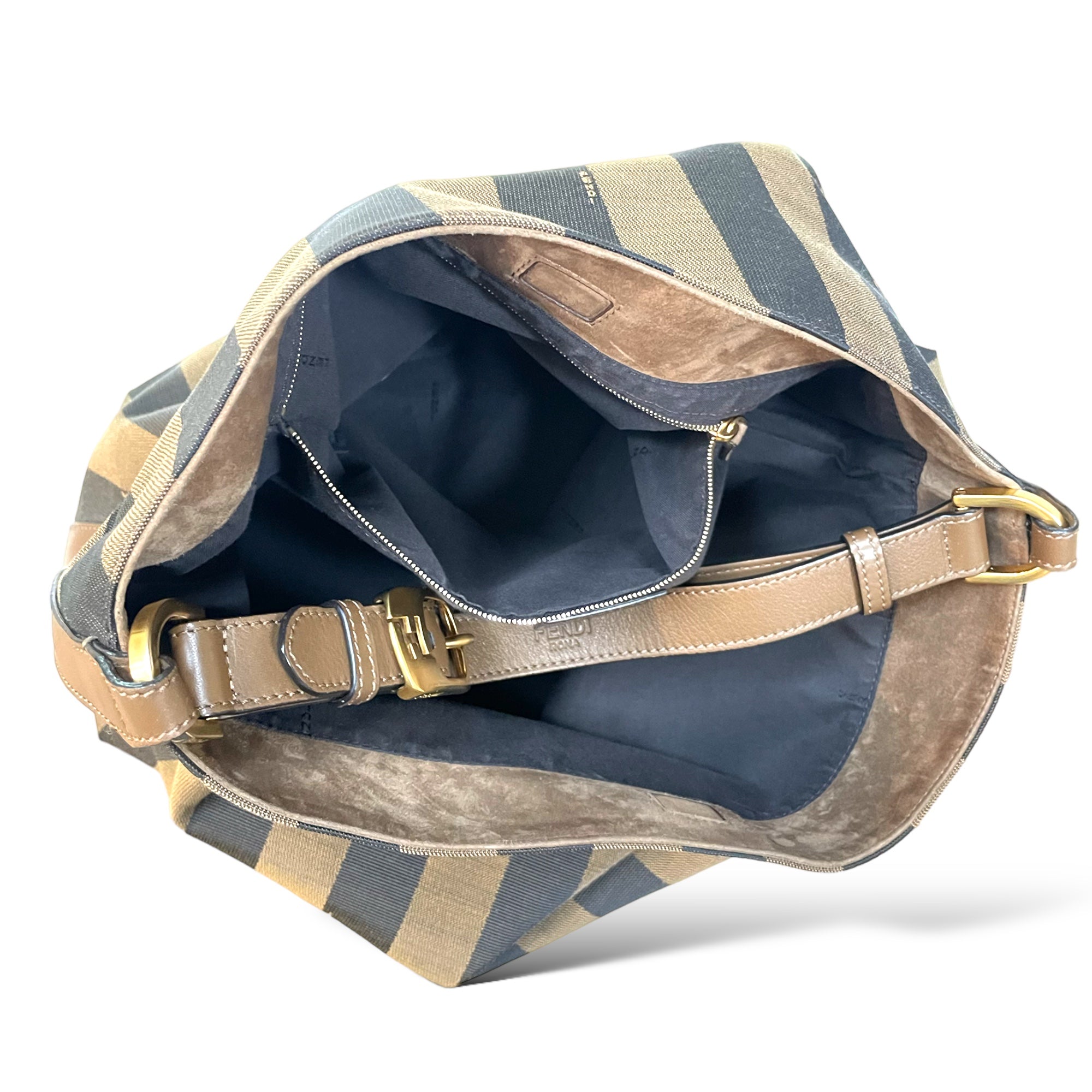 FENDI Large Pequin Striped Hobo Bag