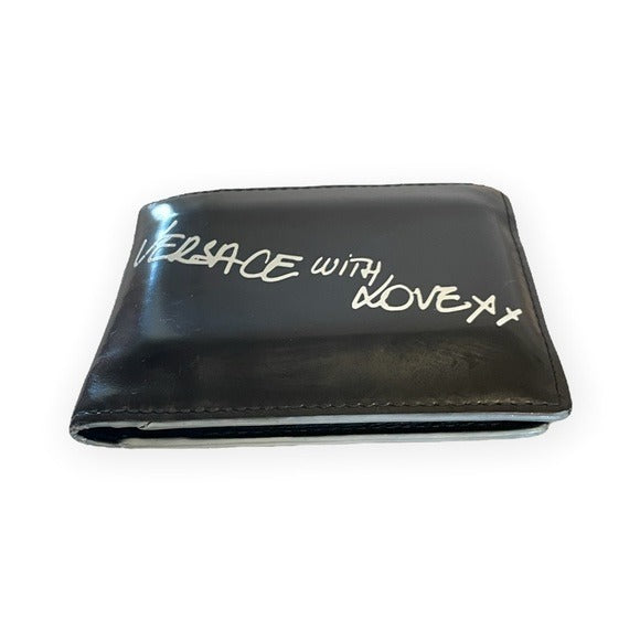 $775 Versace Womens Black Gray Signature Coated Canvas Monogram Purse Wallet  Bag | eBay