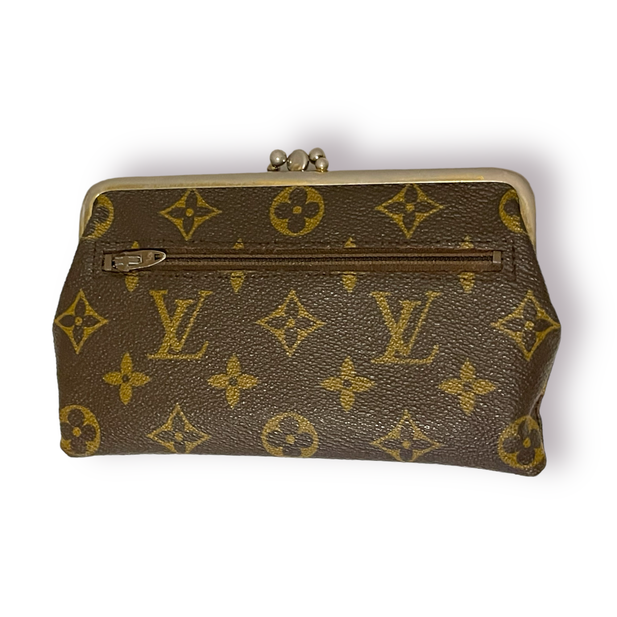 LV Louis Vuitton Monogram French Kiss Lock Wallet, Luxury, Bags