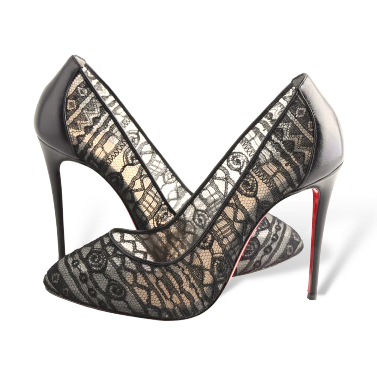 Christian Louboutin Black Dorissima Lace 100 Dentelle Pumps 2289