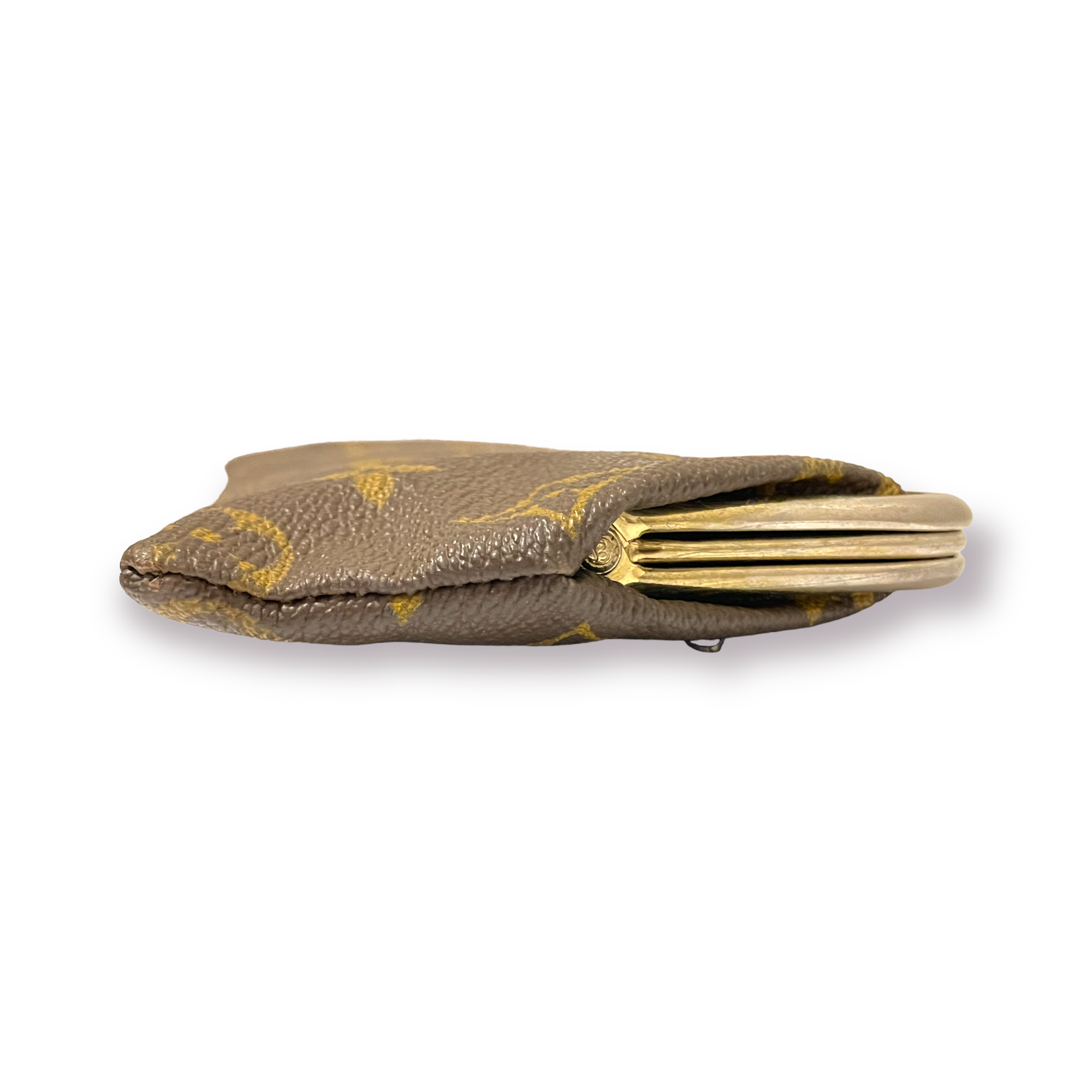 Rare Vintage Louis Vuitton Mono Kiss lock Coin Purse Clutch Saks